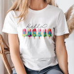 "Hello Summer" Colorful Ice Cream Pop T-Shirt<br><div class="desc">"Hello Summer" Colorful Ice Cream Pop T-Shirt</div>
