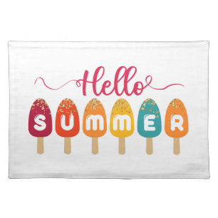 Hello Summer Colorful Popsicle Cloth Placemat