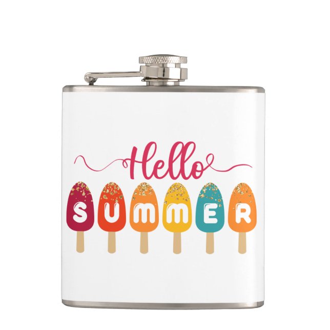 Hello Summer | Colorful Popsicle Ice Cream Flask (Front)