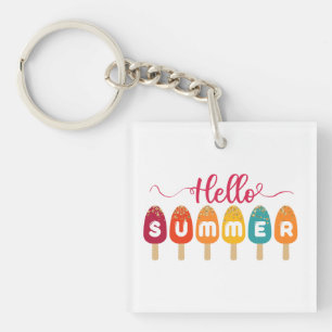 Hello Summer   Colorful Popsicle Ice Cream Keychain