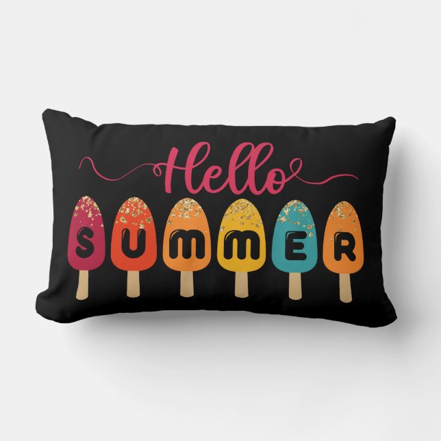 Hello Summer | Colorful Popsicle Ice Cream Lumbar Pillow (Front)
