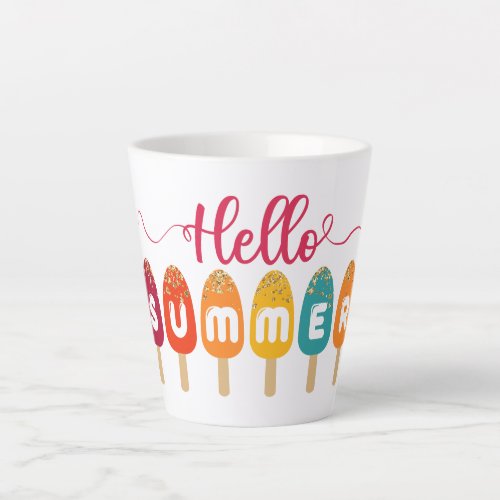 Hello Summer Colorful Popsicle Latte Mug