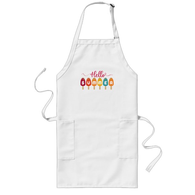 Hello Summer Colorful Popsicle Long Apron (Front)