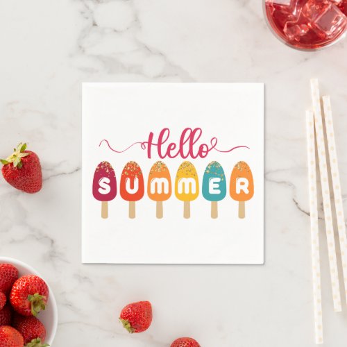 Hello Summer Colorful Popsicle Napkins