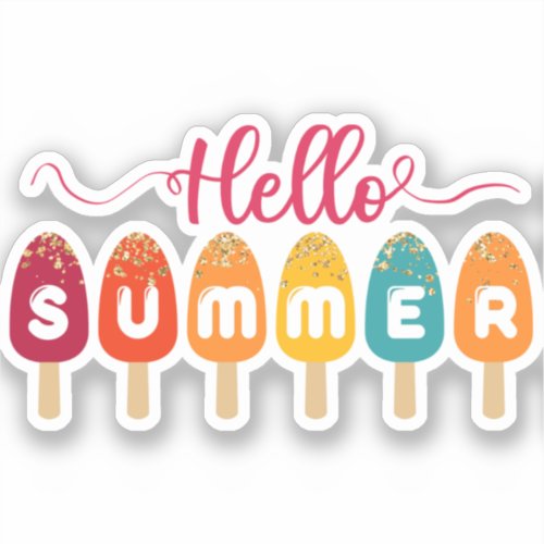 Hello Summer Colorful Popsicle Sticker