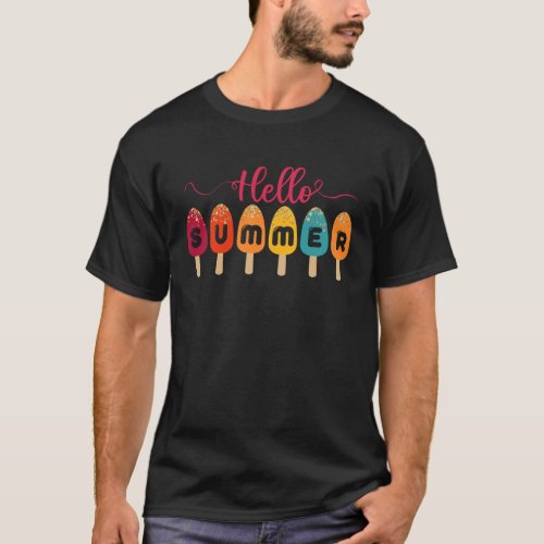 Hello Summer Colorful Popsicle T_Shirt