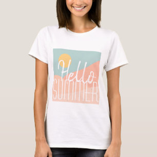 Hello Summer colorful vacation wear sunshine print T-Shirt