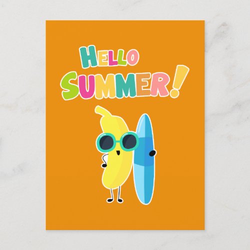 Hello Summer Cool Banana Funny Vacation  Postcard