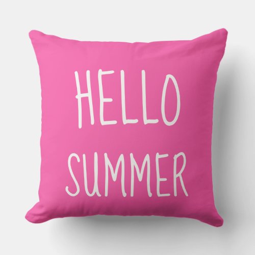 Hello summer cool typography colorful outdoor pillow