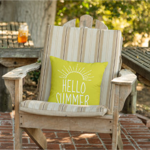 Hello summer cool typography colorful outdoor pillow