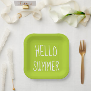 Hello summer cool typography colorful paper plates