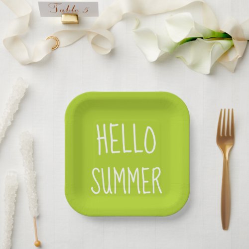 Hello summer cool typography colorful    paper plates