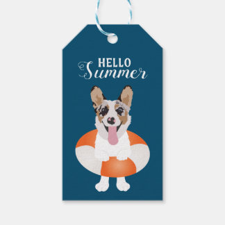Hello Summer Corgi Beach Dogs Gift Tags