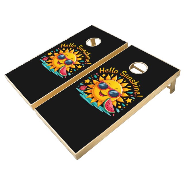 Hello Summer  Cornhole Set (Angled)