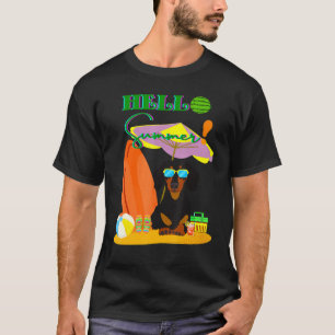 Hello Summer Cute Dachshund   Funny Wiener Dog At  T-Shirt