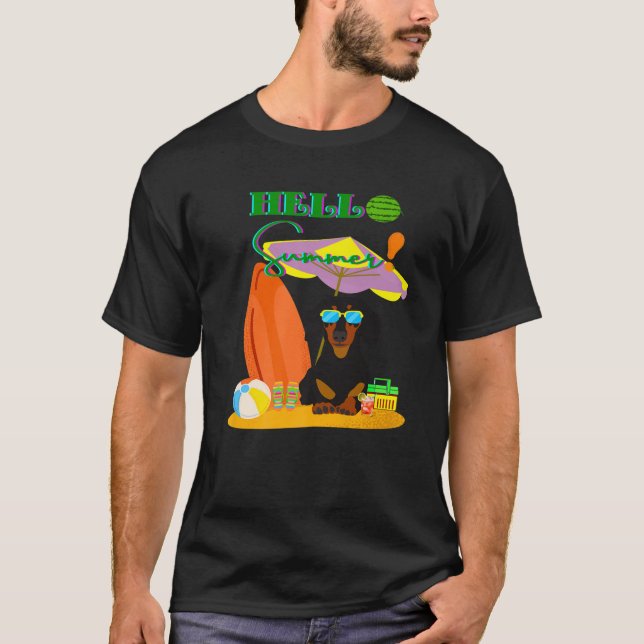 HELLO SUMMER CUTE DACHSHUND GIFTS FUNNY WIENER DOG T-Shirt (Front)