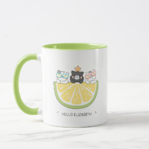 Hello Summer – Cute Doodle Cats & Lemon Slice Mug