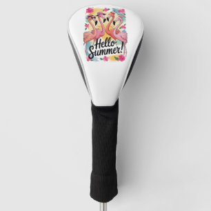 Hello Summer Cute Flamingo Beach Vacation Tropical Golf Head Cover