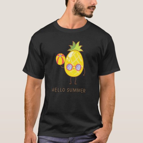 Hello Summer Cute Pineapple Sunglasses Vacation Be T_Shirt