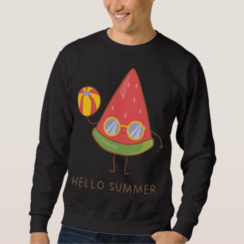 Hello Summer Cute Watermelon Sunglasses Vacation B Sweatshirt