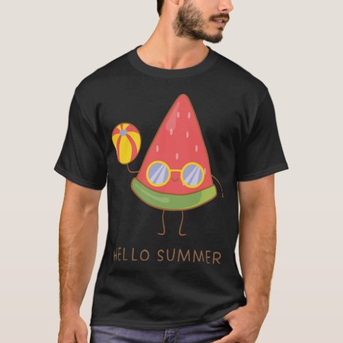 Hello Summer Cute Watermelon Sunglasses Vacation B T_Shirt