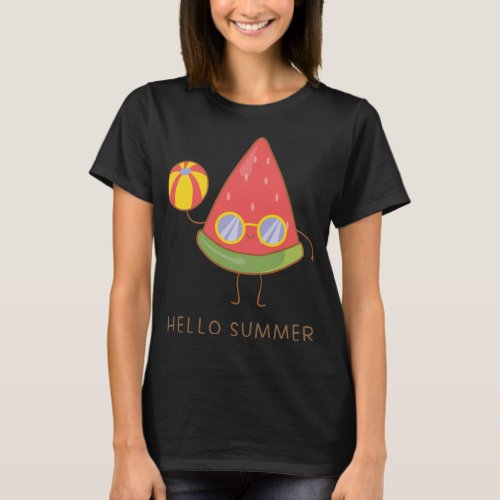 Hello Summer Cute Watermelon Sunglasses Vacation B T_Shirt