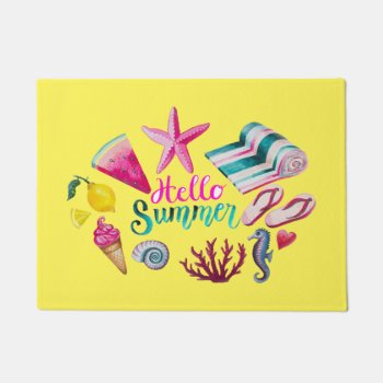 Hello  Summer Doormat by outsidethepen at Zazzle