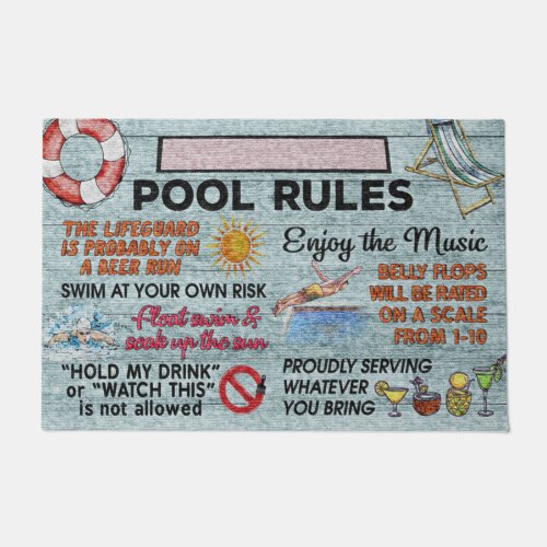 Hello Summer Doormat _ Pool Doormat_ Beach Doormat