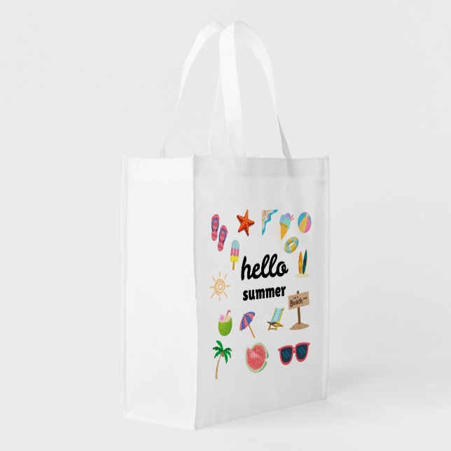 Hello Summer – Eco-Friendly Reusable Grocery Bag (Back Side)