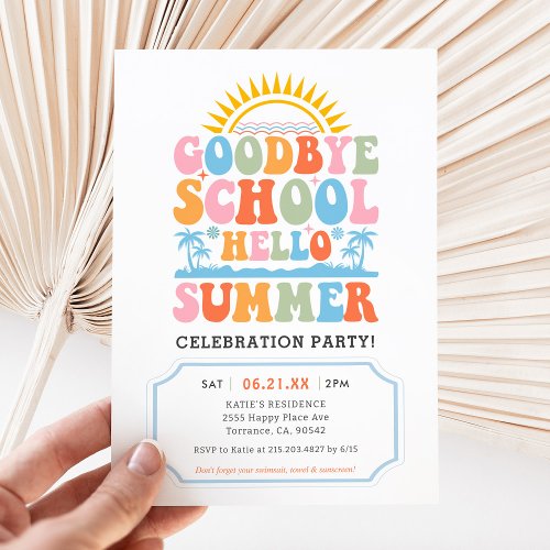 Hello Summer End of School Party Invitation