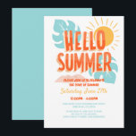 Hello summer, end of school party, Pool Party Invitation<br><div class="desc">Hello summer party invitation,  summer birthday party,  end of school party,  pool party invitation,  pink flamingo summer evite,  Neighborhood Party,  Birthday Party.</div>