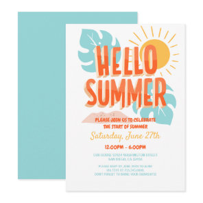 Hello summer, end of school party, Pool Party Invitation