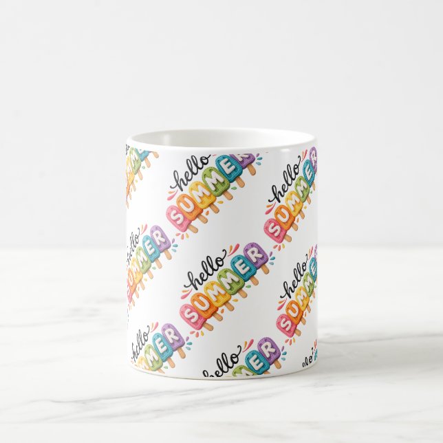 Hello Summer Faux Yarn Design Coffee Mug (Center)