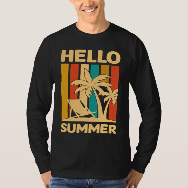 Hello Summer Feeling Tropical Beach Summer Vacatio T-Shirt (Front)