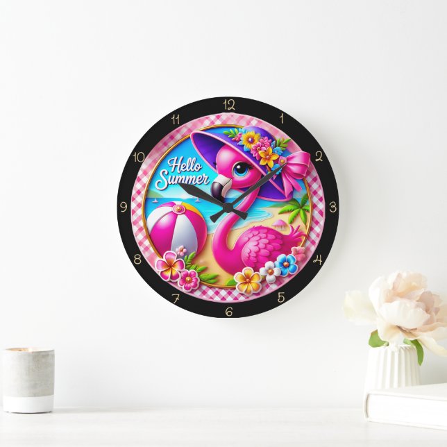 Hello Summer Flamingo Clock (Home)