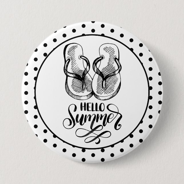 Hello Summer Flip Flops Button (Front)