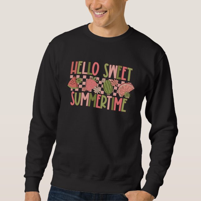 Hello Summer Floral Retro Sweet Fruit Strawberry W Sweatshirt (Front)
