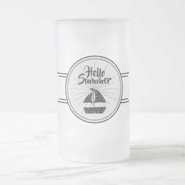 Hello Summer Frosted Glass Beer Mug (Center)