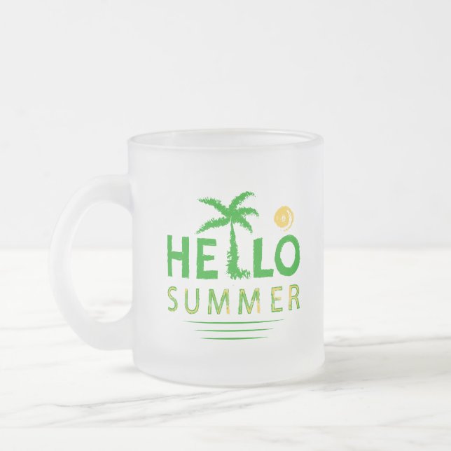 Hello Summer Frosted Glass Coffee Mug (Left)