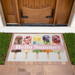 Hello Summer, Fun Colorful Popscle  Doormat
