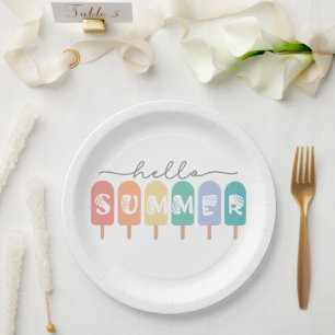 Hello Summer – Fun Colorful Popsicle Paper Plates