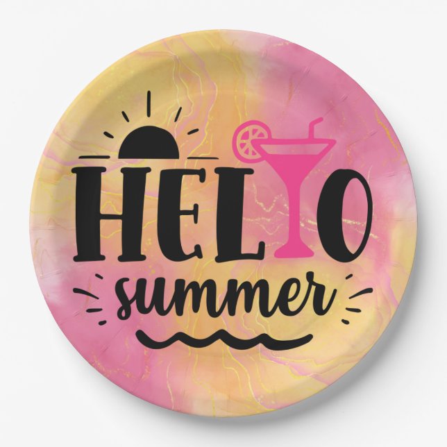 Hello Summer Fun Party Paper Plates (Front)