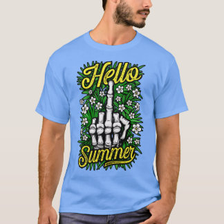 Hello Summer Funny Antisocial Rude Floral Middle F T-Shirt