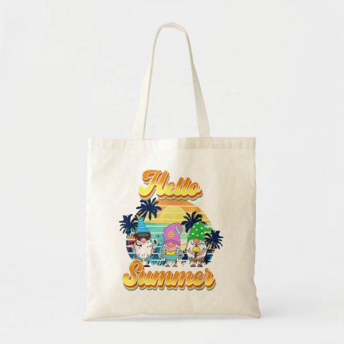 Hello Summer Funny Gnome Lover Palm Tree Beach Vac Tote Bag