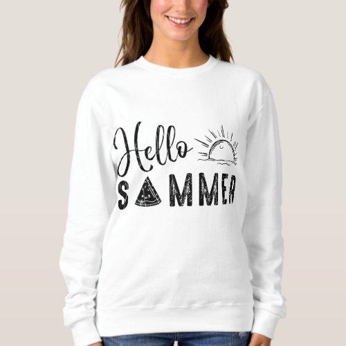 Hello Summer Funny Watermelon Fruit Eater Graphic Sweatshirt