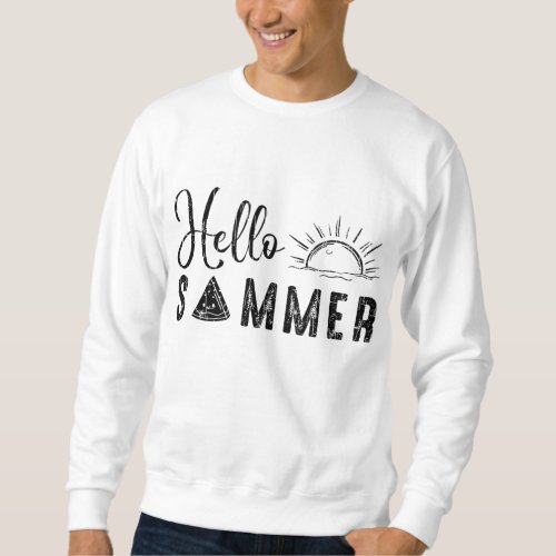 Hello Summer Funny Watermelon Fruit Eater Graphic Sweatshirt