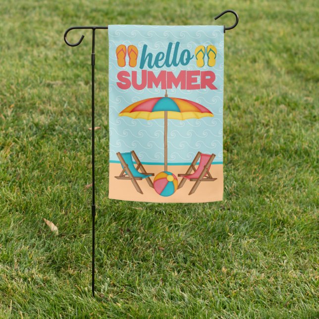 Hello Summer Garden Flag (In SItu)