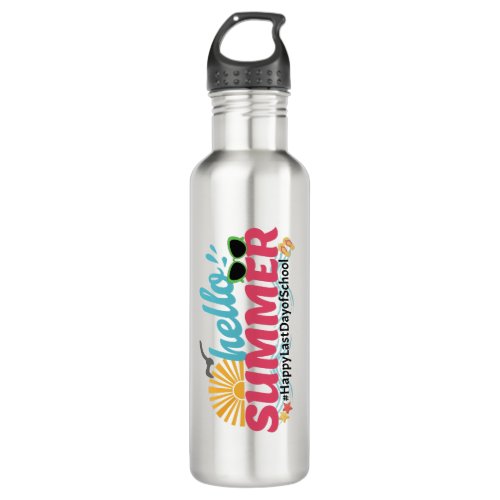 Hello Summer Happy Last Day of School Fun Bright Stainless Steel Water Bottle