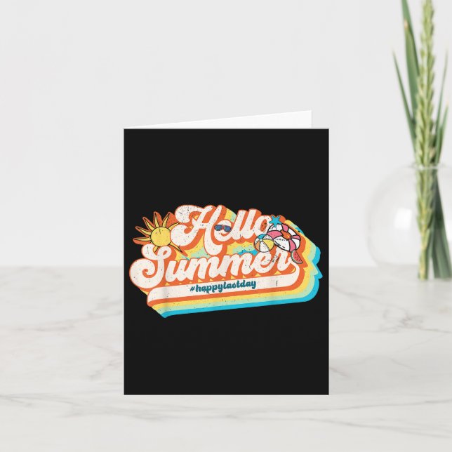 Hello Summer Happy Last Day Of School Retro 70s Te Card (Front)