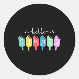Hello Summer Happy Last Day School Teacher Student Classic Round Sticker